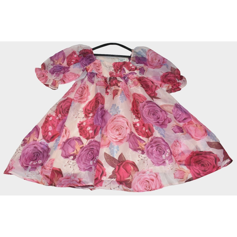 JESSAKAE Polly Women Dress Size XXS Pink Purple Rose Floral Puff Sleeve Fairy